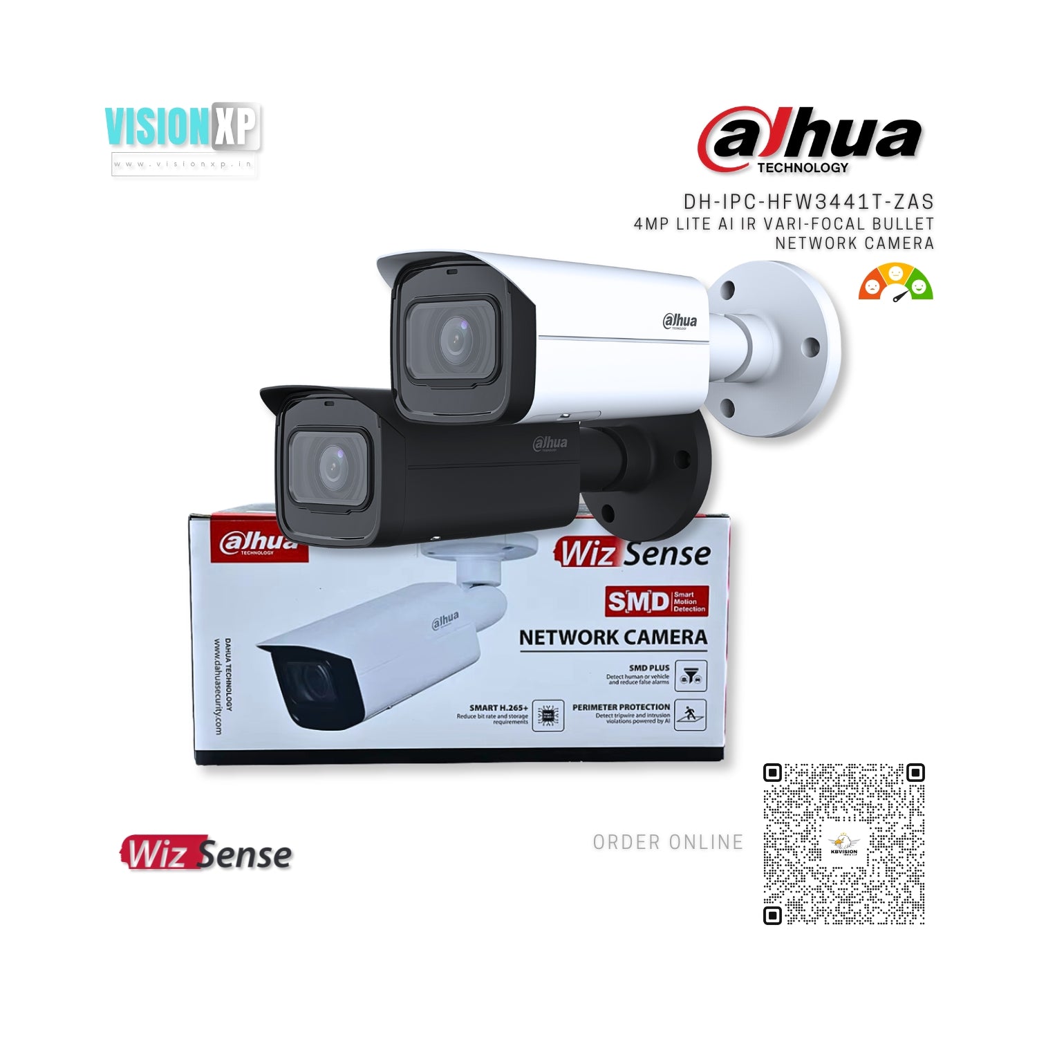 Dahua DH-IPC-HFW3441T-ZAS 4MP Lite AI IR Vari-focal Bullet IP Camera Dahua DH-IPC-HFW3441T-ZAS 4MP Lite AI IR Vari-focal Bullet IP Camera